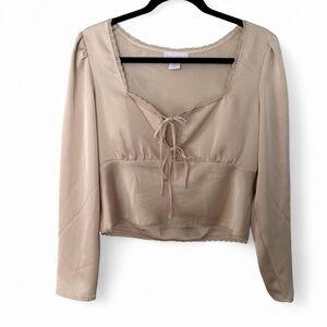 House of Harlow 1960 Satin Beige Blouse